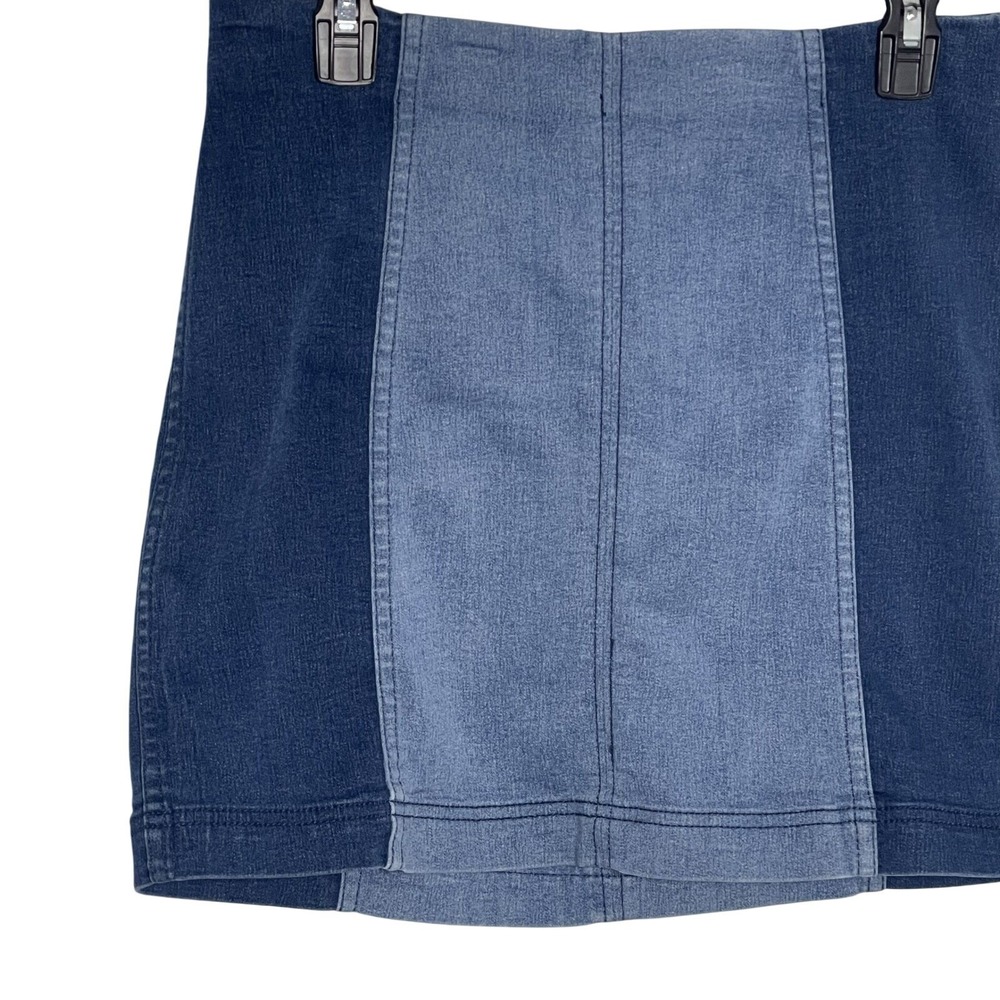 Free People Colorblock Denim Mini Skirt Size 12
